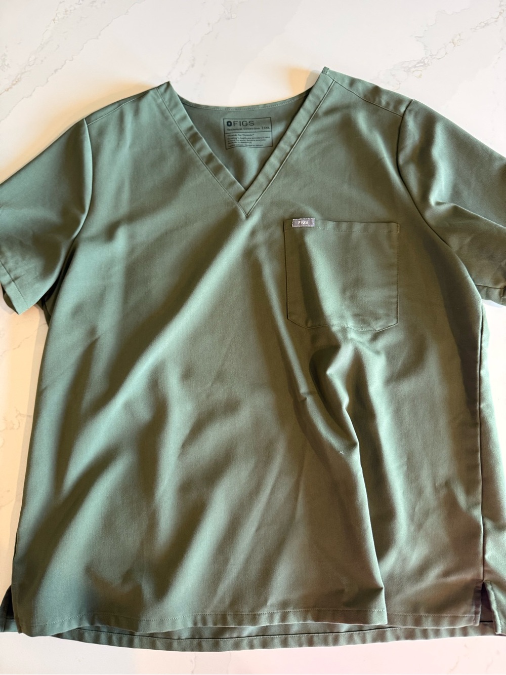 FIGS Womens V-Neck Scrub Top in Olive Green